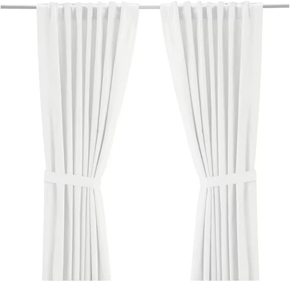 IKEA Ritva White Curtain Set - Size: 57 x 98 (1, White)