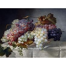Still Life with Grapes in A Porcelain Dish by Joseph Nigg Accent Tile Mural Kitchen Bathroom Wall Backsplash Behind Stove Range Sink Splashback One Tile 8"x6" Ceramic, Glossy