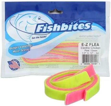 FishBites E-Z Flea Sand Flea Fishing Bait, Electric Chicken | Designed for surf fishing with a durable formula that stays on the hook through repeated casts and tidal movement.