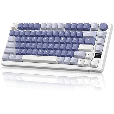 RK ROYAL KLUDGE M75 Mechanical Keyboard with OLED Smart Display and Volume Knob, 2.4GUSB-CBT Gasket Mounted 75% Layout Wireless Gaming Keyboard with 81 Keys, RGB Backlit Hot-Swap Fast Silver Switch