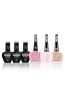 MASGLO Gel Evolution and Gel Polish Kit Perfect Sublety 6 PCs 3 Tonos Evolution and 3 Gel Polish - Kit 3 tonos evolution y 3 tonos semipermanentes