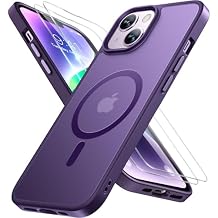 Miracase Magnetic Series Designed for iPhone 14 Plus Case [Compatible with MagSafe] [with 2X Screen Protectors] Anti-Fingerprint, Magnetic Charger Case for iPhone 14 Plus 6.7 inch - Dark Purple