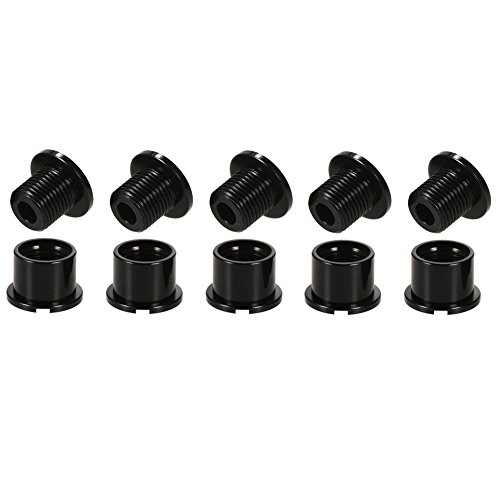 CYSKY Single Chainring Bolts 5 Pack M8 Single Short Chain Ring Bolts Fit for Road Bike, Mountain Bike, BMX, MTB, Fixie Aluminum Alloy, CNC, BlackBlueRed