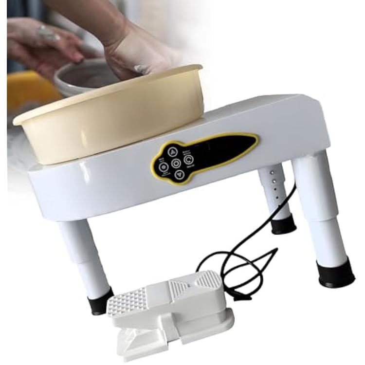 Pottery Wheel Direct Drive 350W,9.8 Inch Ceramic Forming Machine with LCD Touch Screen Foot Pedal 0-300rpm Adjustable Speed, Accessory Tools Kit for Adults Beginners,Craft Gift,White-B