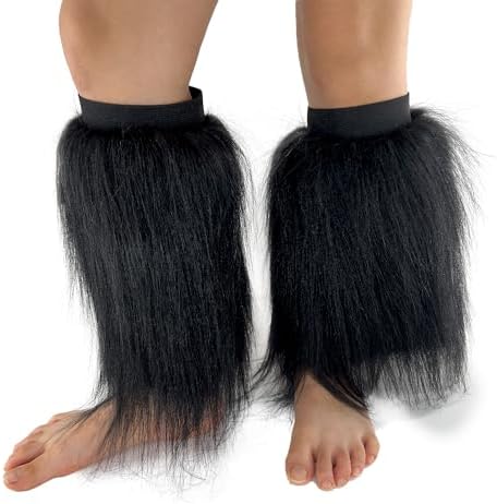 FHQHTH Faux Fur Leg Warmers for Women 10 Faux Fur Boot Cuffs, Fluffy Rave Festival Costume Sleeves for Heels & Boots