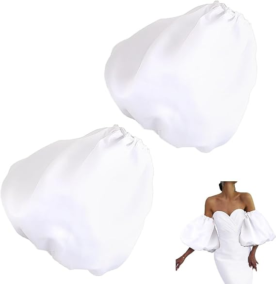 Elastic Puff Sleeves 7.28 * 6.88 Inch Polyester Detachable Long Bridal Sleeve Costume Accessory for Dresses
