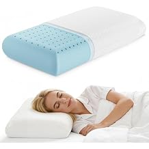 Sweetcrispy Cooling Gel Memory Foam Pillows for Sleeping, Back and Side Sleeper Support, Standard Size-Medium Firm, Bed Pillows for Adults with Washable Cover and Breathable Mesh 1 Pack, White