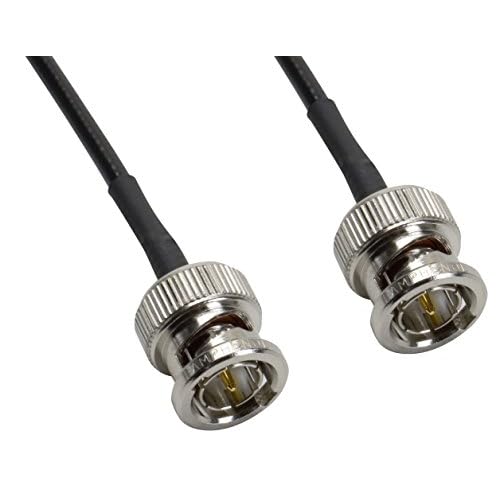 Amphenol CO-174BNCX200-015 Black RG174 Coaxial Cable, 50 Ohm, BNC Male to BNC Male, 15