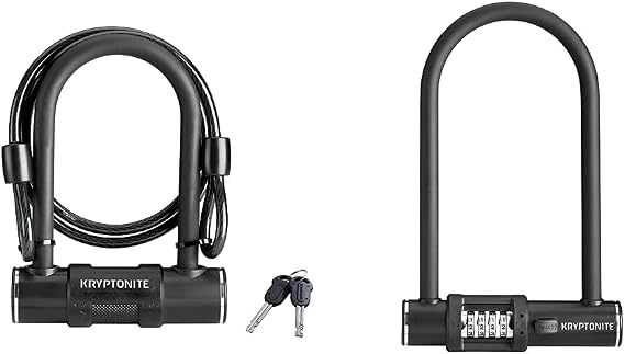 Kryptonite Bike U-Lock with Braided Steel Cable and Kryptonite Combo Bike U-Lock