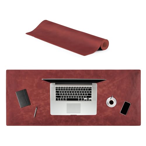 Calfskin Leather Desk Pad Executive Office Desk Mat with Non-Slip Bottom Smooth Surface for Mouse & Keyboard Wide Desk Protector 15 34 x 38