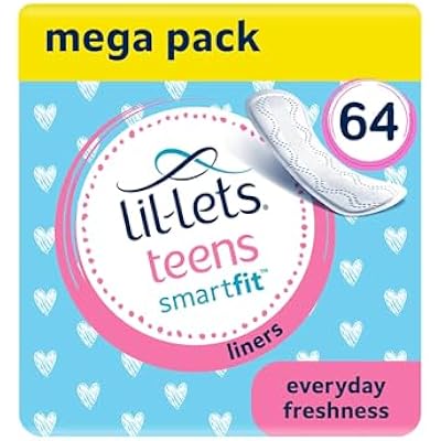 Lil-Lets Teens Liners - 64 Count Pantyliners for Girls - Thin, Absorbent Liners - Soft & Breathable, Fragrance Free for First Periods - Light Days