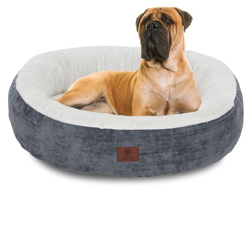 American Kennel Club 31 Mason Fabric Round Pet Bed - Stylish Washable Dog Bed with Non-Slip Bottom, Plush Sleeping Surface - for Cats, Large Breeds