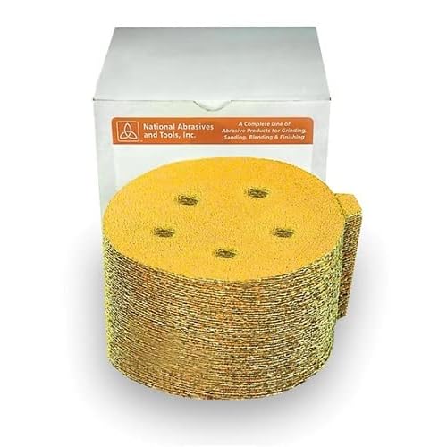 Carborundum  Norton Gold 58192 5 Inch PSA  Sticky 5 Hole Stack 150 Grit Sanding Discs - 100 Pack