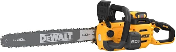 DeWalt 60V MAX Brushless Cordless 20 Inch 5.0Ah Chainsaw Kit with Battery, Charger, Bar Sheath, Carrying Case, Sharpening File and Tensioning Tool