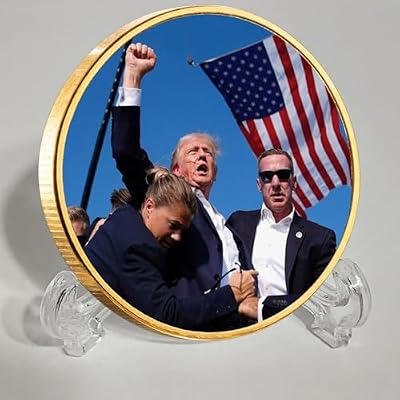 President Donald Trump Challenge Coin Shooting Assassinated Coins 45 47 2025-2029 Second Presidential Term Graduate Gifts for Trump Supporters Gold-Blue