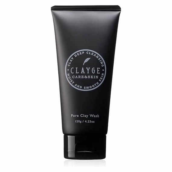 Clayge Pore Cleansing Face Wash with Clay & Charcoal, Deep Cleanser for Blackheads & Smooth Skin, All Skin Types, 4.2 oz / 120g, Made in Japan