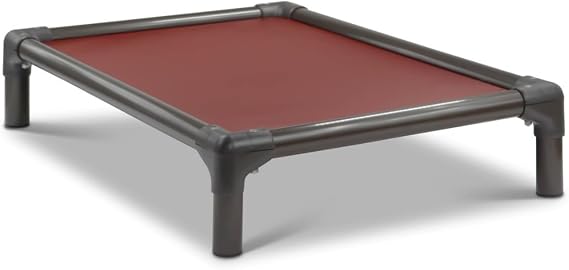 Kuranda Chewproof Elevated Dog Bed - Walnut PVC - 40" x 25" - Heavy Duty Vinyl - Burgundy