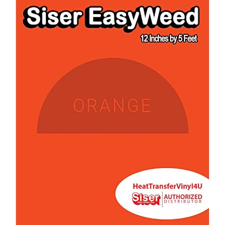 Siser EasyWeed Iron-On Heat Transfer Vinyl - 12 Inches x 5 Feet Orange Compatible with Siser RomeoJuliet & Other Professional or Craft Cutters - Layerable - CPSIA Certified