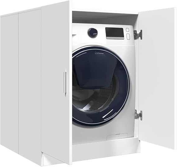 Drum Washing Machine Cabinet Bathroom Laundry Storage Cupboard Bathroom Toilet Organiser Unit White 71x71.5x91.5 cm