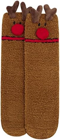 Snoozies Fuzzy Funny Socks for Women, Christmas Sock 1 Pair, Cozy Winter Holiday