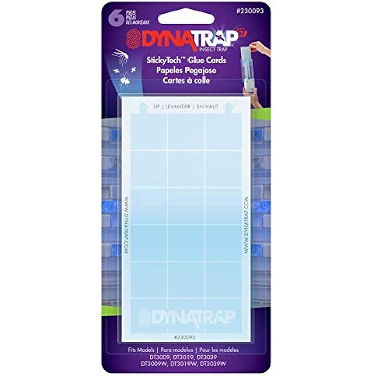 DynaTrap 230093 Replacement StickyTech Glue Cards for Flylight Indoor Plug-In Fly and Flying Insects Trap for Indoor DynaTrap Models DT3009 and DT3019 - 6 Pack
