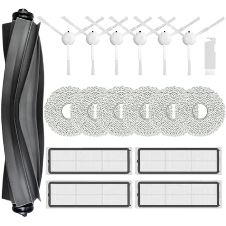 Replacement Parts for Dreame L10  L10 Ultra  L10 Prime Robot Vacuum, 1 Main Brush, 6 Side Brush, 4 Filter, 6 Mop Pads, 1 Cleaning Tool, Accessories Kit Spare Repair Attachments