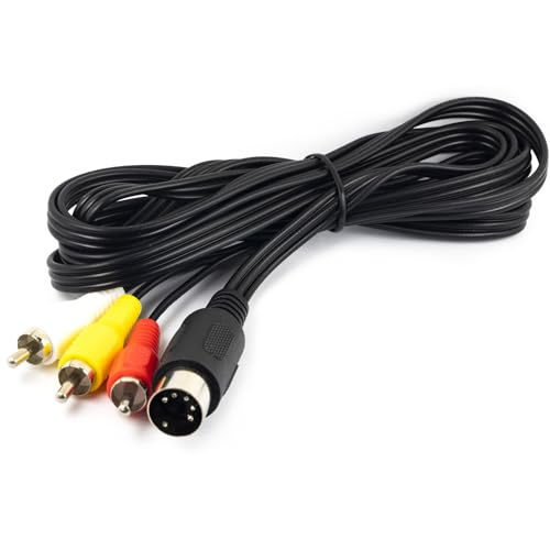 6FT Audio Video AV Wire Cable Dual Channel 5Pin to RCA Connection Cord Compatible for Sega Genesis 1 & Mega Drive 1
