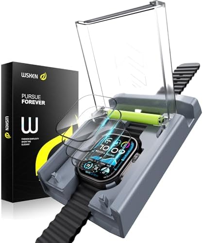 WSKEN 4 Pack Screen Protector for Apple Watch Ultra 3Ultra 2Ultra 49mm - [Zero Bubble] N0.1 Top Durable 9H HD Tempered Glass with Auto-alignment Box for iwatch 49mm,Easy Installation