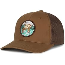 Outdoor Cap Sasquatch Gone Fishin Trucker Hat Structured Pro Round Cap with Bigfoot Patch, Mesh Back, Adjustable Snapback