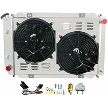 Performance Aluminum Radiator Compatible with 1975-1993 Ford Mustang GT LX 5.0L 302 V8 Engine, 3 Row Radiator + Shroud/Fan + Relay Kit