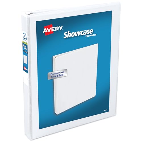 Avery Showcase Standard View 3 Ring Binder, 1 Slant Rings, 250-Sheet Capacity, 1.4 Inch Wide Spine, 1 White Binder, Ideal for Lightweight Organization and Occasional Referencing 19601