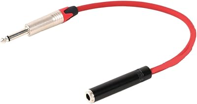 1PC 14inch Cable,6.35mm Mono Male to 6.35mm Stereo Female Extend Unbalanced CableRed,1m