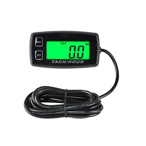 Runleader Self Powered Hour Meter Tachometer,Maintenance Reminder, Alert RPM,Backlit Display,Battery Replaceable for ZTR Lawn Mower Tractor Generator Outboard ATV Jetski Dirtbike.