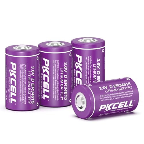 PKCELL 4 Pack ER34615 Battery 19000mAh ER34615 D Cell 3.6V Lithium Battery Non-Rechargeable