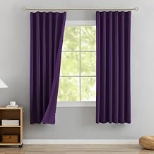 DONREN Royal Purple Pinch Pleated Blackout Curtains with Hooks - 63 inch Length Room Darkening Thermal Insulated Short Window Curtain Panels for Bathroom Kids Room 2 Panel 40" Wx63 L