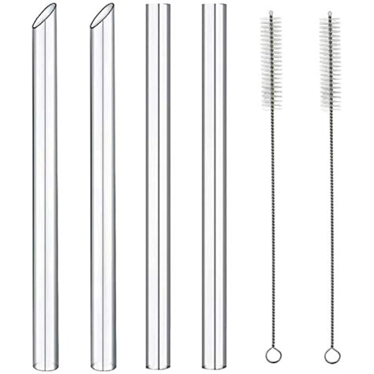 Reusable Glass Wide straw Boba Drinking Straws Fat Straws SmoothieBubble TeaMilkshakes Straws with 2 Cleaning Brush & Carry Bag 14mm8.85 in Environmentally Friendly 2214mm