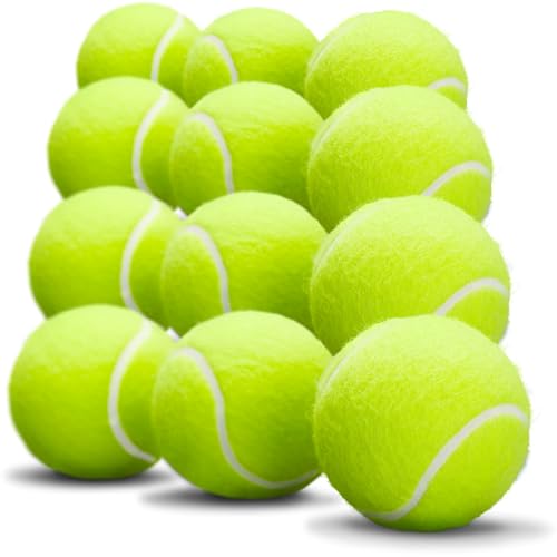 Iconikal 12-Pack Dog Fetch Pet Toy Bulk Tennis Balls for Small Dogs and Cats, Green, Standard Size