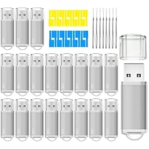 1GB USB Flash Drive 20 Pack Nicepicten Thumb Drives Pack Jump Zip Drive USB 2.0 Flash Drives Mulitipack 1GB Memory Stick with Labels & Lanyards - Silver