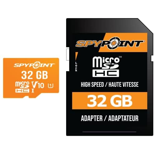 SPYPOINT 32GB Micro SD Memory Card Trail for Cameras | Adapter Media Storage for Trail and Game Cameras Designed | Used in Hunting and Trail Cams Class 10 Speed