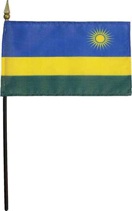 Rwanda - 4 in x 6 in World Stick Flag
