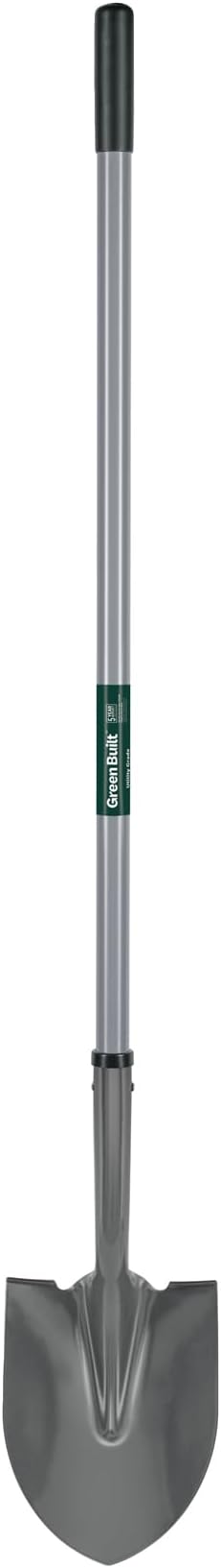 Truper Green Built Round Point Shovel, 47-Inch Fiberglass Handle with 5-Inch Cushion Grip, Forward-Turned Steps, Heavy-Duty Digging and Landscaping Tool (Model PRL-FP / 31213)