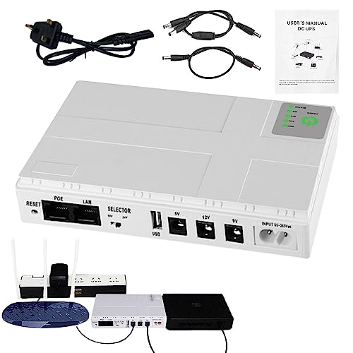 UPS Backup Battery, Mini UPS Backup Battery Pack, Uninterruptible Supply for Modem, Router, LED Lights & Security Monitor, Compact Router Battery for Continuous Output, Stay Connected