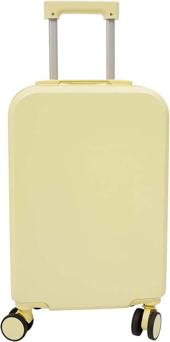 Carry on Luggage Hardside Suitcase with Cup Holder and USB Charging Port Travel Luggage Suitcase with Spinner Wheels, TSA Lock (Light Yellow, 20 Inch)