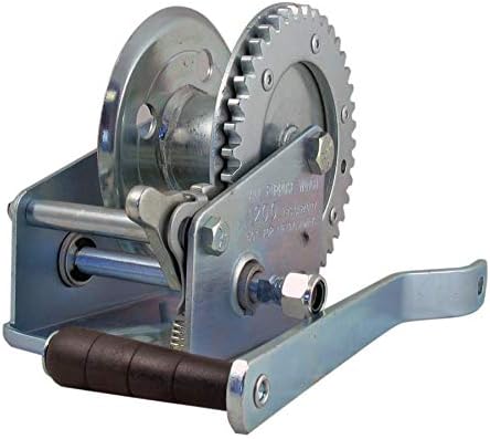 Fehr 1200 lb Silver Heavy Duty Ratchet Winch with 2" Hub, Positive Locking Pawl, Reversible Ratchet