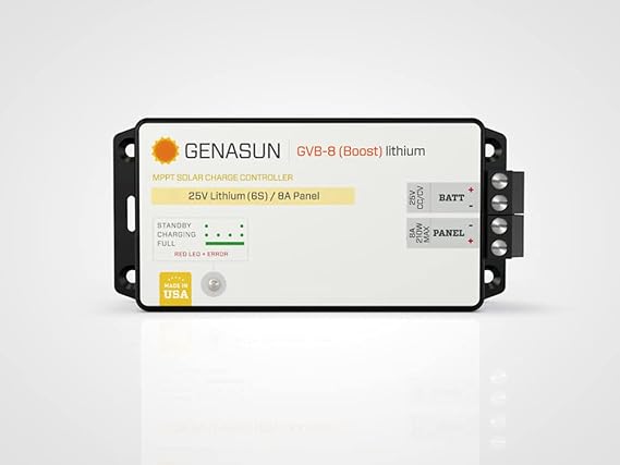 GVB-8-Li-25.0V, 8 A (Input) Voltage Boosting MPPT Solar Charge Controller for 6S Li-ion Batteries (24 V Nominal)