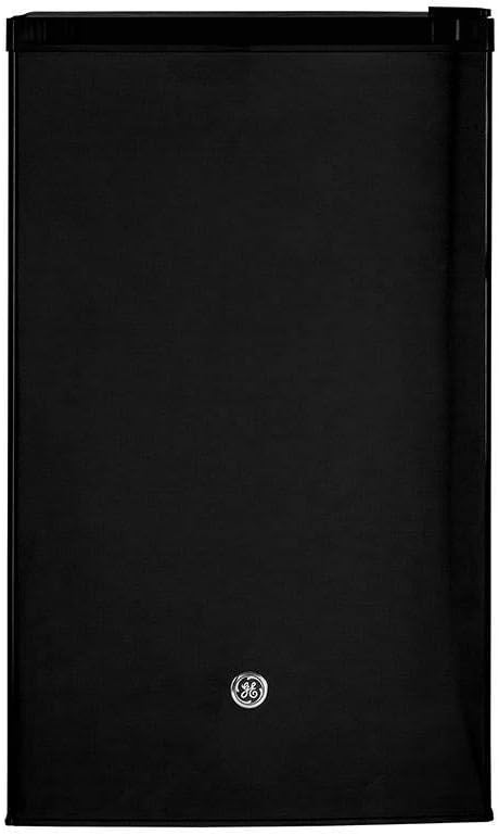 GE Mini Fridge With Freezer | 4.4 Cubic Ft. | Single-Door Design With Glass Shelves, In-Door Can Rack & Small Freezer | Small Refrigerator Perfect for the Garage, Dorm Room, or Bedroom | Black