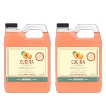 Cucina Fruits & Passion Peach and Mandarin Hand Soap 33.8 fl oz Refill, Made in Canada - 2 Pack