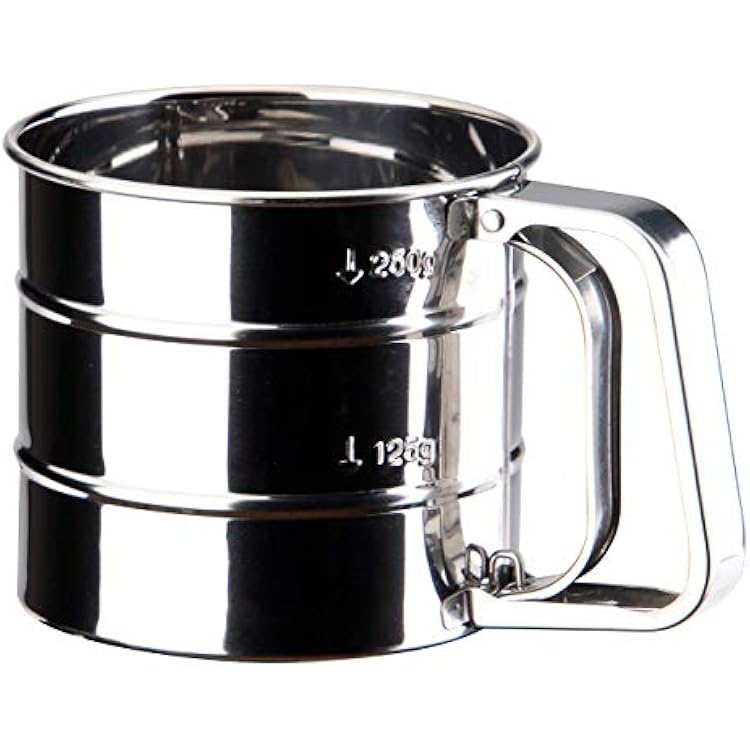 2.5 Cup Flour Sifter, Semi Automatic Small Baking Sieve, Stainless Steel, Fine Mesh Sieve Flour Duster