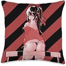Red And Black Japanese Anime Waifu Otaku Throw Pillow