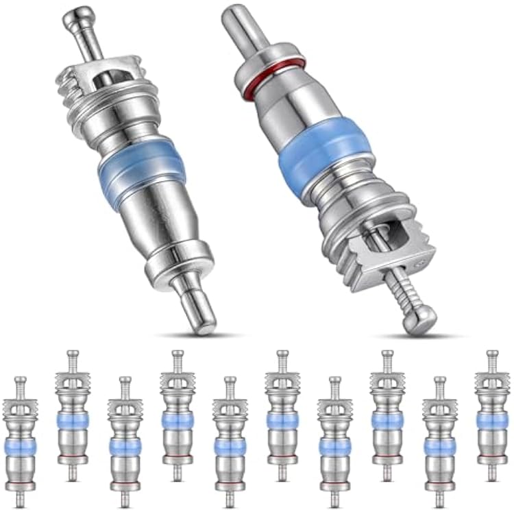 50 Pcs Valve Core Compatible with R410 R32 R22, High Pressure Valve Core Kit with Seal, HVAC Replacement Part Ideal for Refrigeration Systems and Air Conditioning Refrigeration Systems